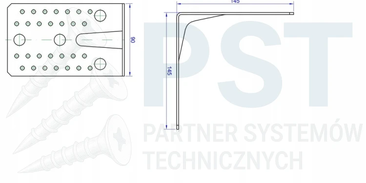 Domax KP7 – mocny łącznik budowlany z przetłoczeniem - rysunek techniczny