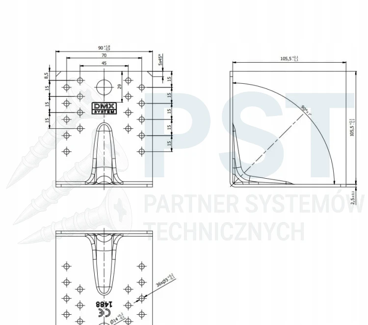 Katownik KP2 - rysunek techniczny
