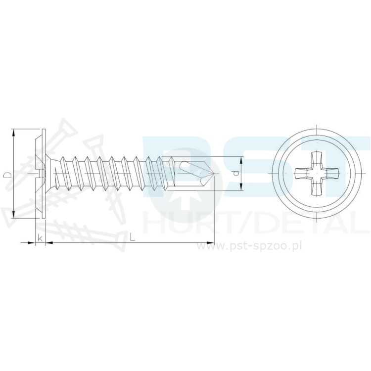 „Wkręt podkładkowy 4,2×16 mm na białym tle”
