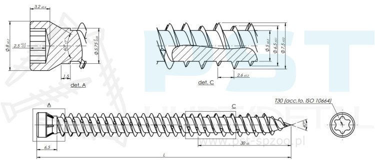 wkręty do montażu okien 7,5x182 walcowe
