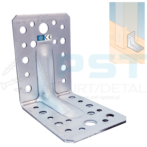 Łącznik ciesielski z przetłoczeniem DOMAX KP1 – perforacja i otwory montażowe