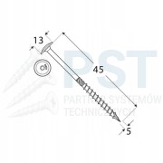 Wkręty ciesielskie do drewna 5x50 mm talerzykowe Torx