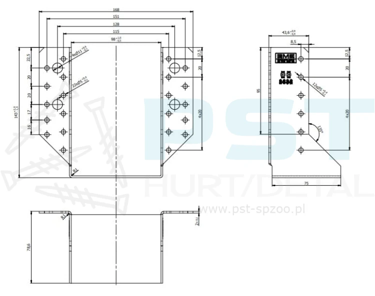 WB63 WIESZAK BELKI 98x141x75x2,0 WSPORNIK ŁĄCZNIK CIESIELSKI OCYNK ATEST