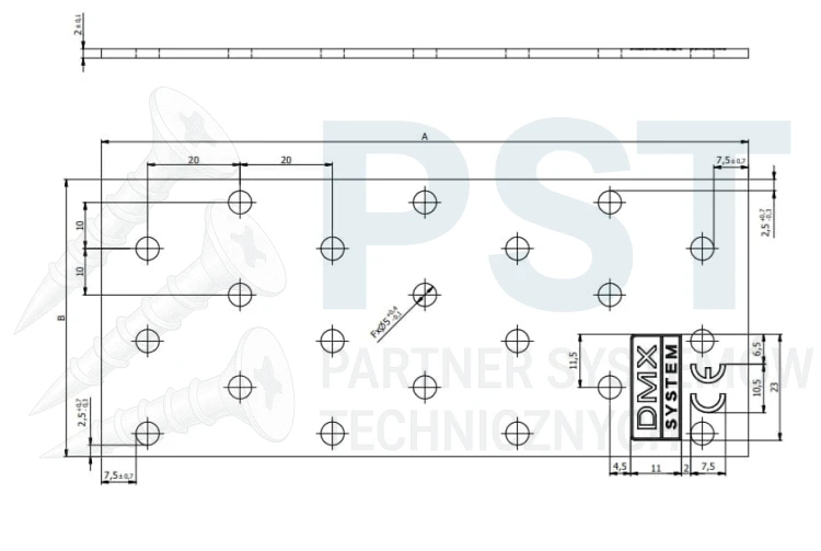 PP2 PŁYTKA PERFOROWANA ŁĄCZNIK CIESIELSKI 40x100x2 PŁASKOWNIK DOMAX