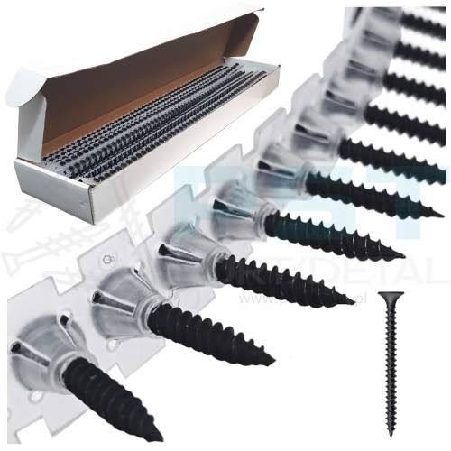 Wkręty na taśmie Wkręty czarne samowiercące 3,5x35  do montażu płyt GK wkręt regips