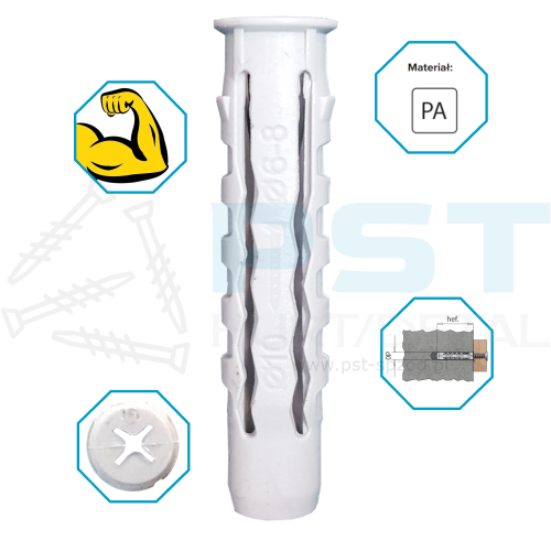 Koszulka kołka rozporowego 10x50 Korpus Kołka rozporowego Kołek rozporowy wszechstronny 50szt