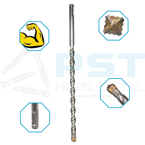 Wiertło do betonu 6x260mm SDS Plus Wiertło widiowe  krzyżowe Verkatto