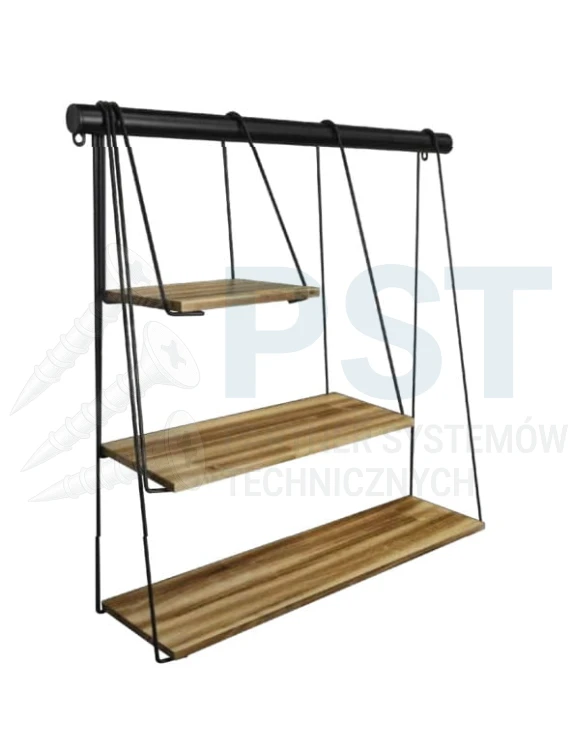 Półka ścienna LOFT 3 poziomy industrialny design, solidna konstrukcja