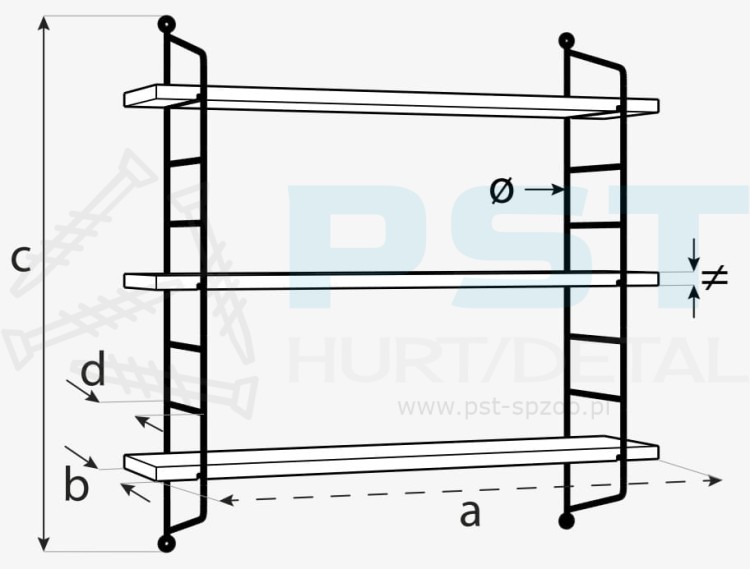 Półka ścienna LOFT 3 600x600x150 FDL1 poziomy industrialny design,