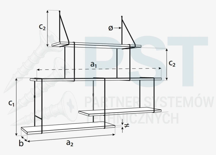 Półka ścienna LOFT 800 x 200 mm FAL półka wielopoziomowa