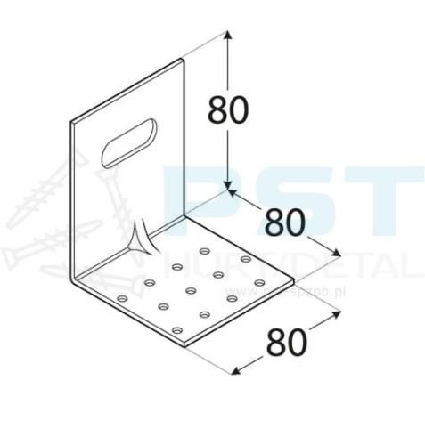 KMRP2 Kątownik montażowy 80x80x80x2,0 Kątownik regulowany wzmocniony Łącnik ciesielski