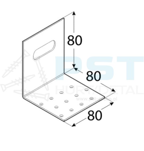 KMR8 Kątownik montażowy 80x80x80x2,0 Kątownik regulowany Ocynk Łącnik ciesielski