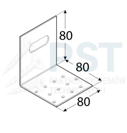KMR8 Kątownik montażowy 80x80x80x2,0 Kątownik regulowany Ocynk Łącnik ciesielski