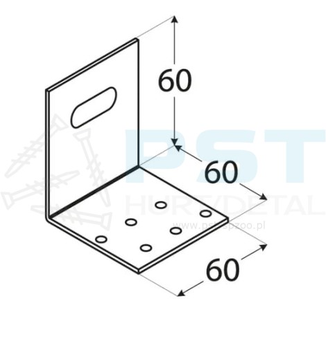 KMR7 Kątownik montażowy 60x60x60x2,0 Kątownik regulowany Ocynk Łącnik ciesielski