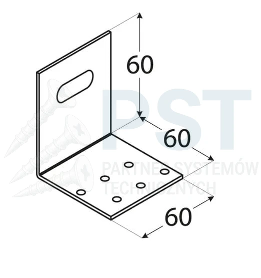 KMR7 Kątownik montażowy 60x60x60x2,0 Kątownik regulowany Ocynk Łącnik ciesielski