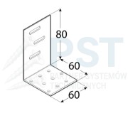 KMR2 Kątownik montażowy 60x80x60x2,0 P Kątownik regulowany Ocynk Łącnik ciesielski