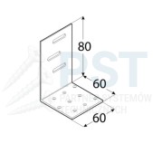 KMR1 Kątownik montażowy 60x80x60x2,0 L Kątownik regulowany Ocynk Łącnik ciesielski