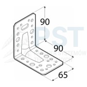 KP11 Kątownik montażowy 90x90x65x2,5 Łącznik ciesielski wzmocniony