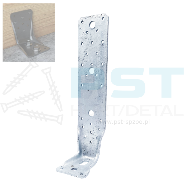 Łącznik ciesielski  LBZ 285 Łącznik do betonu 285x65x86x4,0 kątownik do betonu Mocowanie murłaty