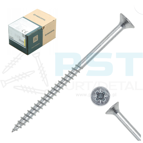 Wkręty do drewna 3,5 x 50 mm Wkręty hartowane białe Marcopol 5 kg