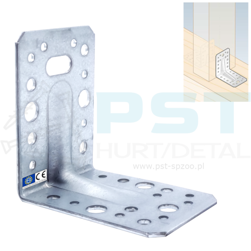 KP11 Kątownik montażowy 90x90x65x2,5 Łącznik ciesielski wzmocniony