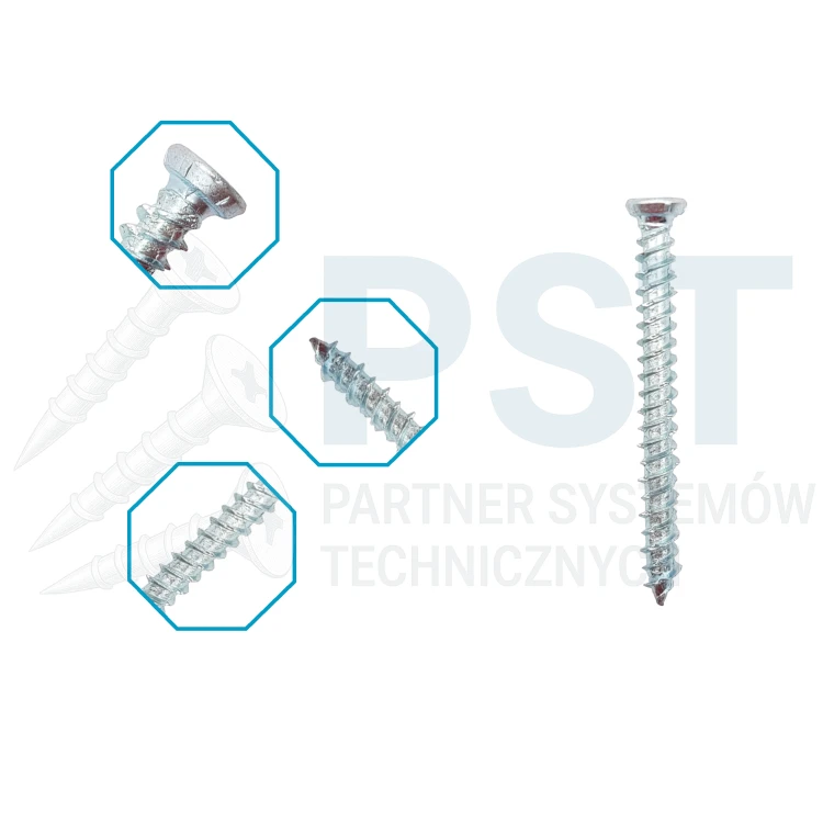 Wkręt ościeżnicowy 7,5×122 mm z łbem stożkowym Torx