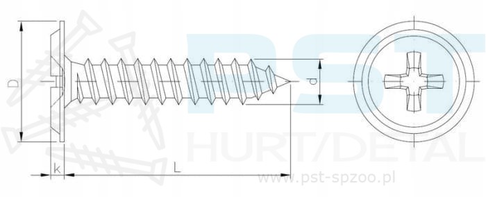 Gwint blachowkręta 4,2×32 mm – ujęcie części roboczej