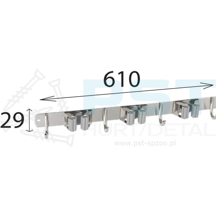 Uchwyt narzędziowy Wieszak naścienny Organizer garażowy 610x29mm Wieszak