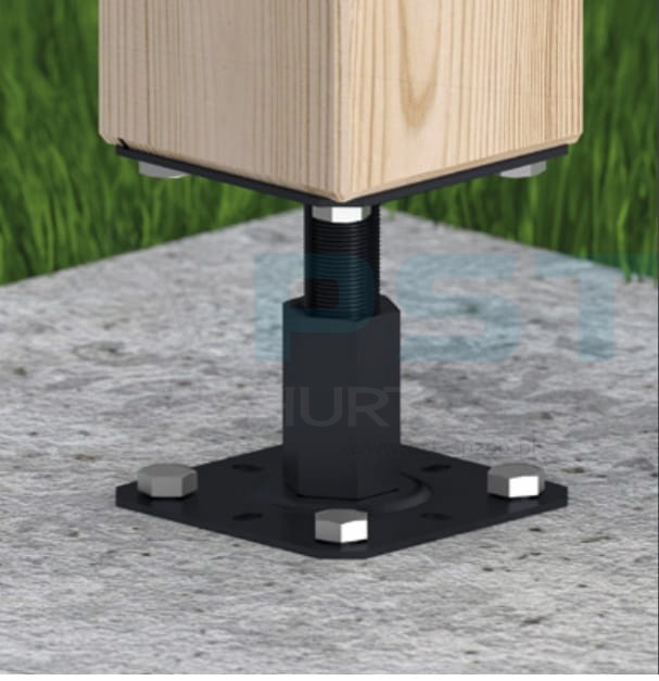 Podstawa słupa 100x100x100-150 Podstaw słupa regulowana Podstawa Czarna