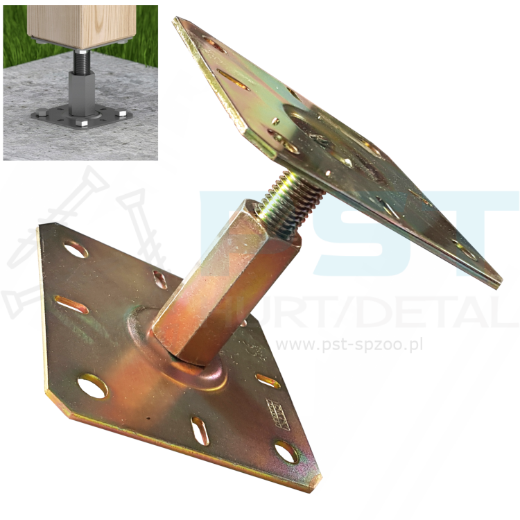 Podstawa słupa 100x130x100-150 Podstaw słupa regulowana Podstawa Złota