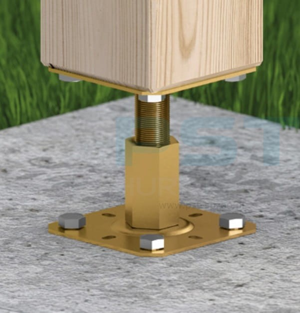 Podstawa słupa 100x130x100-150 Podstaw słupa regulowana Podstawa Złota