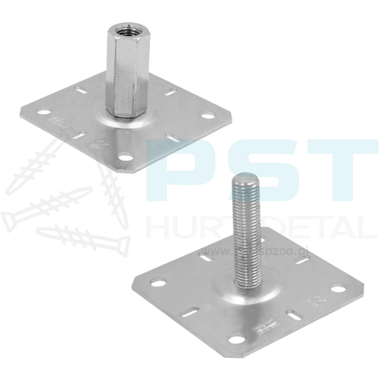 Podstawa słupa 100x130x100-150 Podstaw słupa regulowana Podstawa Srebrna