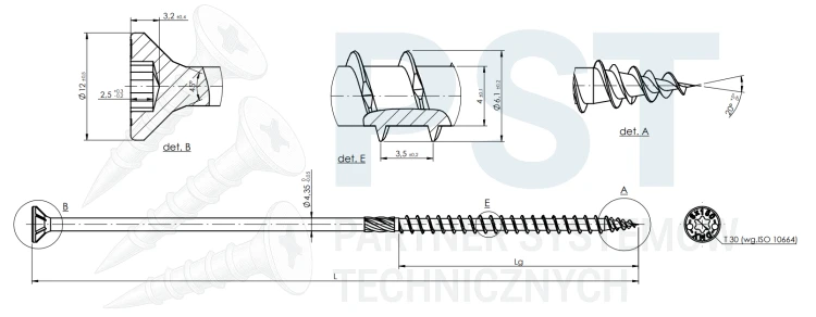 Wkręty do drewna 6X160 mm ciesielskie 100 szt z łbem stożkowym ZNG Domax