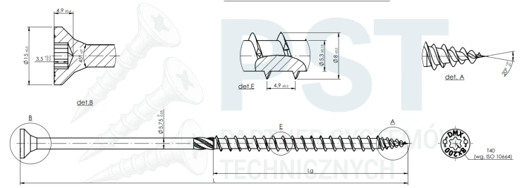 Wkręty do drewna 8X200 mm ciesielskie 50 szt z łbem stożkowym ZNG Domax