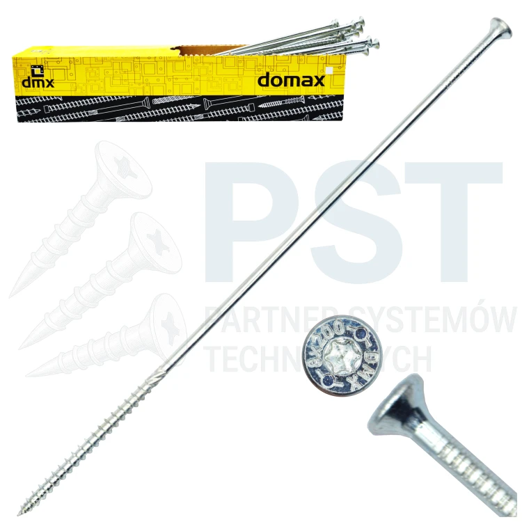 Wkręty do drewna 8X340 mm ciesielskie 50 szt z łbem stożkowym ZNG Domax
