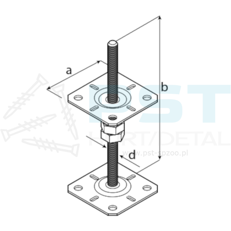 Podstawa słupa regulowana gwintowana 130x250x3,0 M20