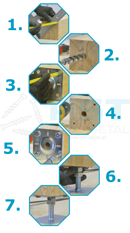 Podstawa słupa regulowana gwintowana 130x250x3,0 M20
