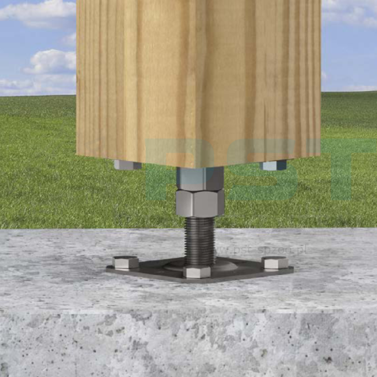 Podstawa słupa regulowana gwintowana 130x250x3,0 M20