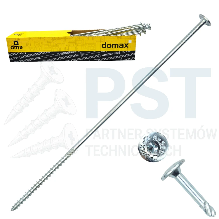 Wkręty Ciesielskie talerzykowe do drewna 8X320 mm  50szt z łbem  ZNG Domax