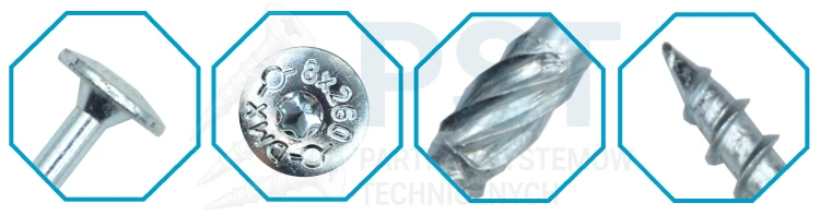 Wkręty Ciesielskie talerzykowe do drewna 8X320 mm  50szt z łbem  ZNG Domax