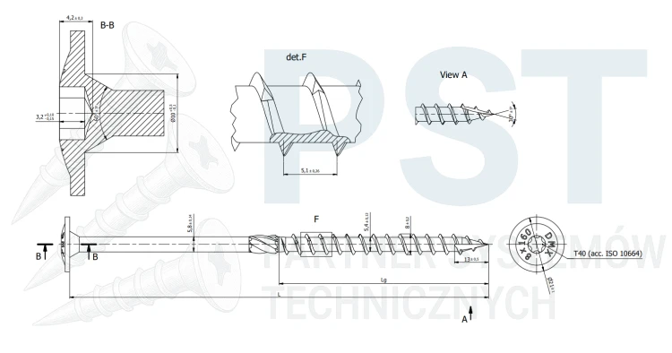 Wkręty Ciesielskie talerzykowe do drewna 8X80 mm  50szt z łbem  ZNG Domax