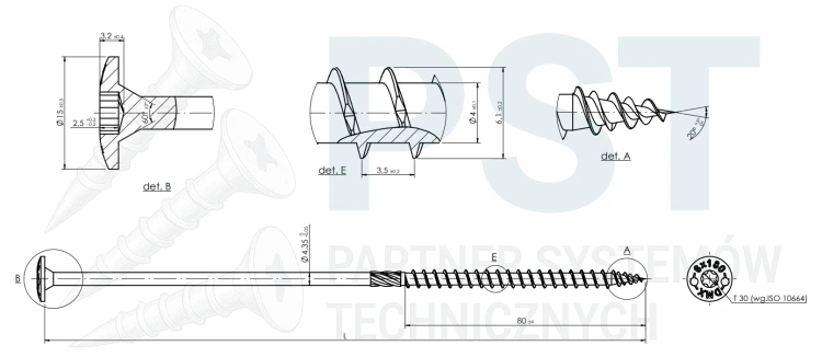 Wkręty Ciesielskie talerzykowe do drewna 6X140 mm  100szt srebrne ZNG Domax