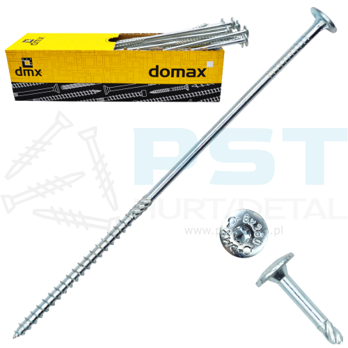 Wkręty Ciesielskie do drewna 6X260 mm  100szt z łbem podkładkowym ZNG Domax