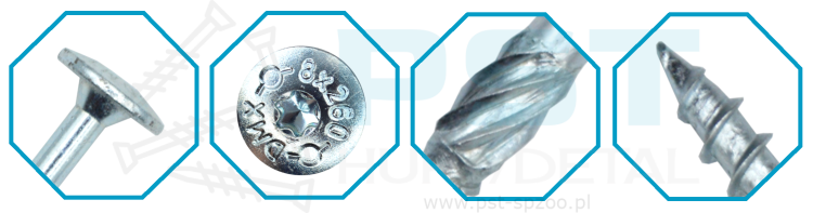 Wkręty Ciesielskie do drewna 6X280 mm  50szt z łbem podkładkowym ZNG Domax