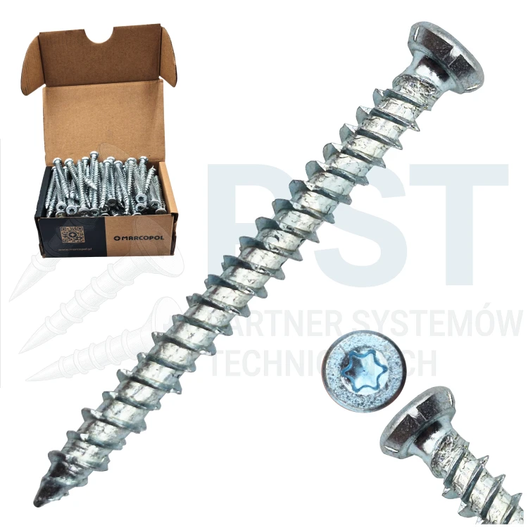 Wkręty ościeżnicowe 7,5x72 mm TORX łeb stożkowy 100 szt. stal ocynk