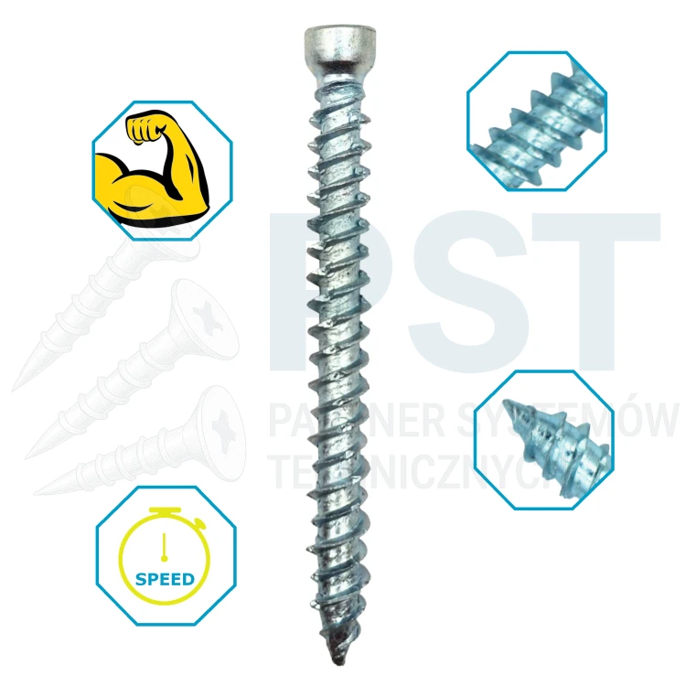 Wkręty ościeżnicowe 7,5x72 mm TORX łeb stożkowy 100 szt. stal ocynk