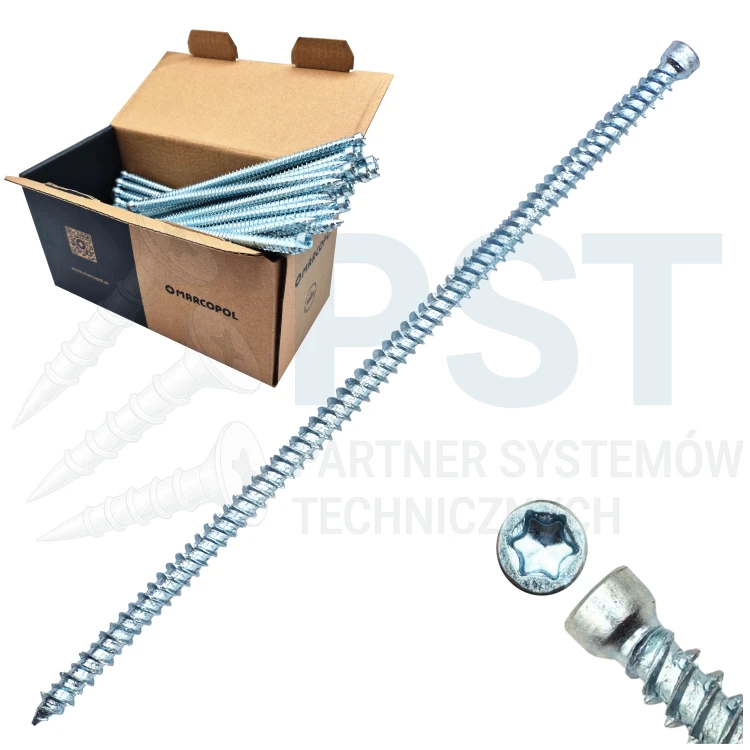 Wkręty ościeżnicowe 7,5x152 mm TORX łeb walcowy 100 szt. stal ocynk