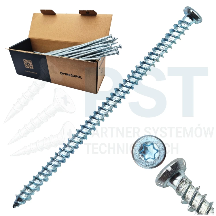 Wkręty ościeżnicowe 7,5x182 mm TORX łeb stożkowy 100 szt. stal ocynk