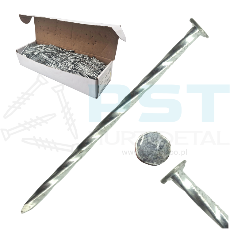 Gwoździe kwadratowe skręcane 3x70 mm ocynk biały Marcopol 5kg