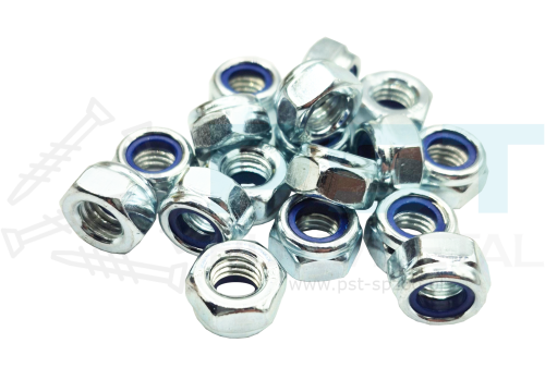 Nakrętka samokontrująca M8 DIN985 ocynk biały z wkładką poliamidową 100 szt.